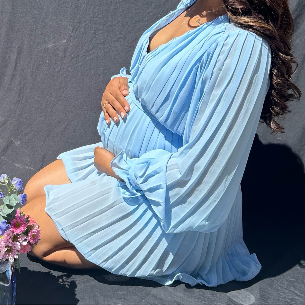 Vici Light Blue Pleated romper